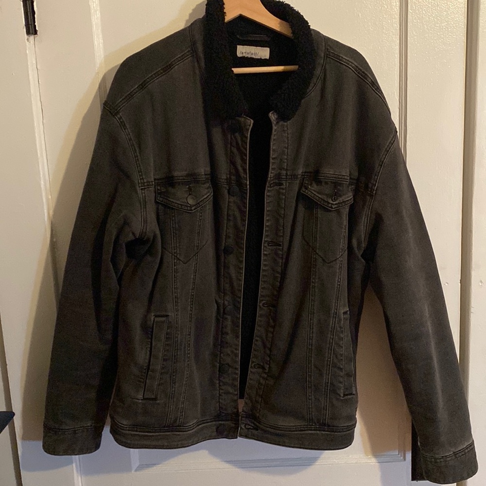 Black Denim Sherpa Lined Jacket